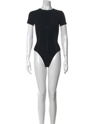Pre-owned Fleur Du Mal Crew Neck Short Sleeve Bodysuit W/ Tags In Black