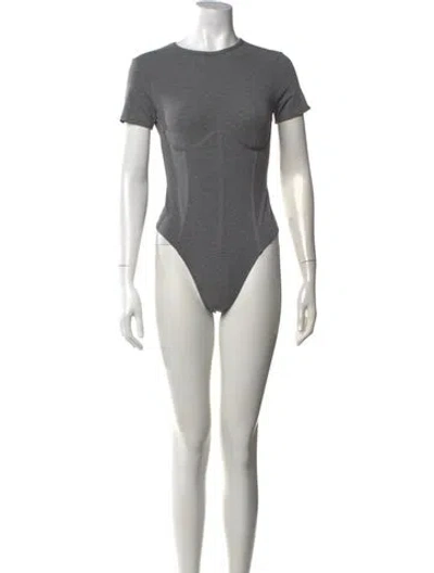 Pre-owned Fleur Du Mal Crew Neck Short Sleeve Bodysuit W/ Tags In Gray