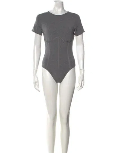 Pre-owned Fleur Du Mal Crew Neck Short Sleeve Bodysuit W/ Tags In Grey