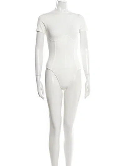 Pre-owned Fleur Du Mal Crew Neck Short Sleeve Bodysuit W/ Tags In White