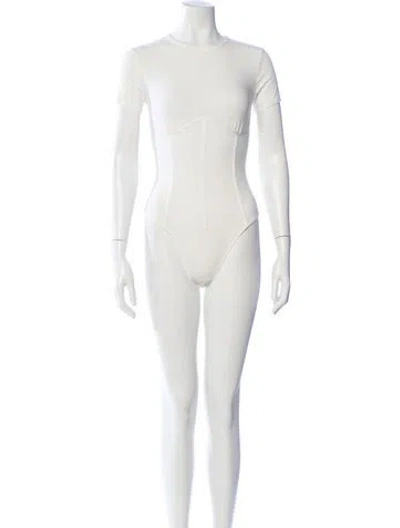 Pre-owned Fleur Du Mal Crew Neck Short Sleeve Bodysuit In White