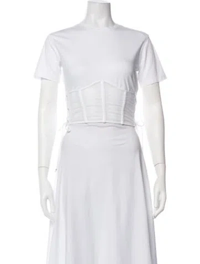 Pre-owned Fleur Du Mal Crew Neck Short Sleeve Crop Top In White