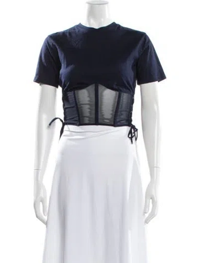 Pre-owned Fleur Du Mal Crew Neck Short Sleeve Top In Blue