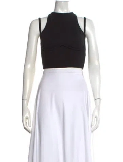 Pre-owned Fleur Du Mal Crew Neck Sleeveless Crop Top In Black