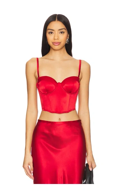 Fleur Du Mal Cropped Hamptons Bustier In 胭脂红