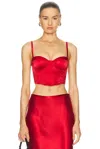 Fleur Du Mal Cropped Hamptons Bustier Top In Rouge In Rouge