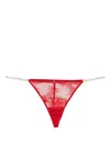 Fleur Du Mal Crystal Bouquet Lace V-string In Red