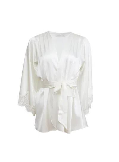 Fleur Du Mal Daphne Lace Angel Sleeve Robe In White