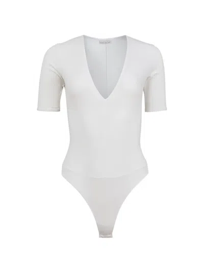 Fleur Du Mal Deep Plunge Bodysuit In White
