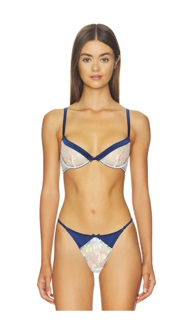 Fleur Du Mal Delara Embroidered Demi Bra In Multi