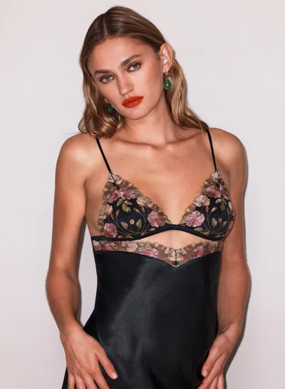 Fleur Du Mal Delilah Embroidery Cutout Dress In Black