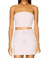 Fleur Du Mal Denim Bustier Top In Pink In Pink