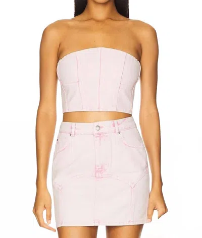 Fleur Du Mal Denim Bustier Top In Pink