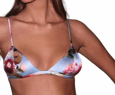 Fleur Du Mal Dream Of Fleur Luxe Triangle Bra In Multi In Blue
