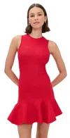 Fleur Du Mal Dropped Waist Knit Corset Dress Rouge In Red
