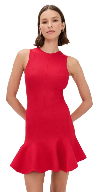 Fleur Du Mal Dropped Waist Knit Corset Dress Rouge In Red