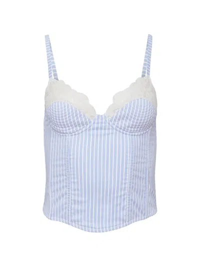 Fleur Du Mal East Hampton Lace-trim Bustier In Blue