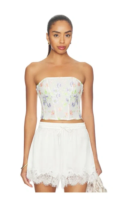 Fleur Du Mal Elar Emrboidery Corset Top In White
