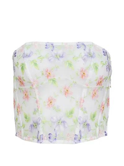 Fleur Du Mal Elara Embroidered Corset Top In White
