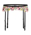 Fleur Du Mal Embroidered Azalea Suspender Belt In Black
