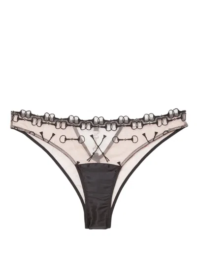 Fleur Du Mal Embroidered Briefs In Black