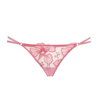 Fleur Du Mal Embroidered Harper G-string Briefs In Multi