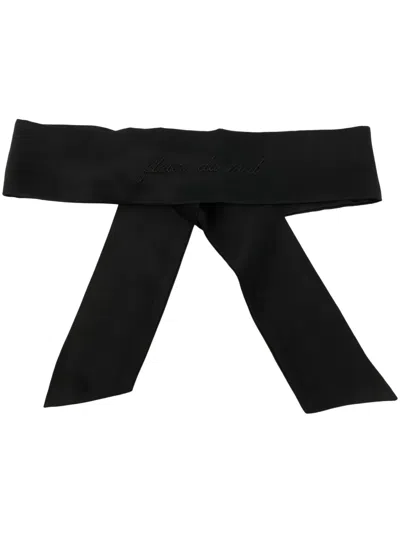 Fleur Du Mal Embroidered-logo Silk Blindfold In Black