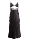 Fleur Du Mal Beaded Rose Embroidery Silk Dress In Schwarz