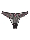 Fleur Du Mal Embroidery Scallop-edge Thong In Black
