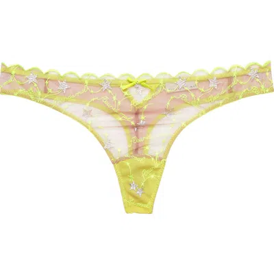 Fleur Du Mal Etoile Embroidered Thong In Yellow