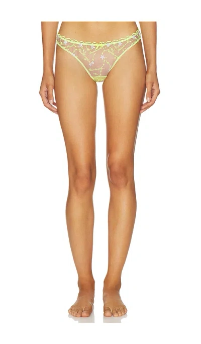 Fleur Du Mal Etoile Embroidered Thong In Yellow