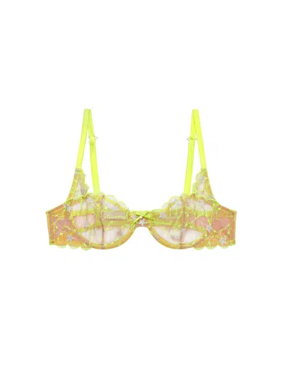 Fleur Du Mal Étoile Embroidery Balconette Bra In Yellow
