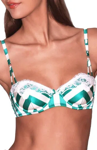 Fleur Du Mal Eve Riviera Underwire Silk Blend Balconette Bra In Green