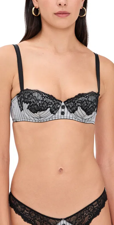 Fleur Du Mal Executive Balconette Ash Pinstripe In Black