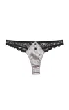 Fleur Du Mal Executive Lace Trim Stretch Silk Thong In Gray