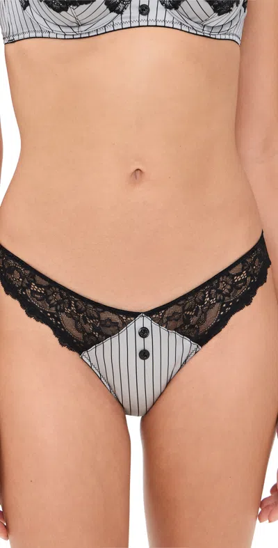 Fleur Du Mal Executive Thong Ash Pinstripe In Black
