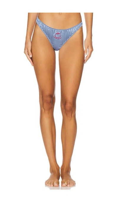 Fleur Du Mal Extra Sauce High Leg Silk Thong In 0549 Denim