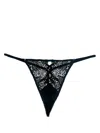 Fleur Du Mal Lace Cotton G-string In Black