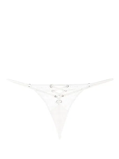 Fleur Du Mal Floral-lace Semi-sheer Thong In White
