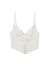 Fleur Du Mal Eyelet Embroidery Lace Up Bustier In Ivory