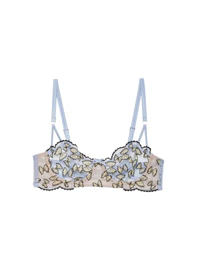 Fleur Du Mal Farfalle Embroidered Bra In Ice Queen