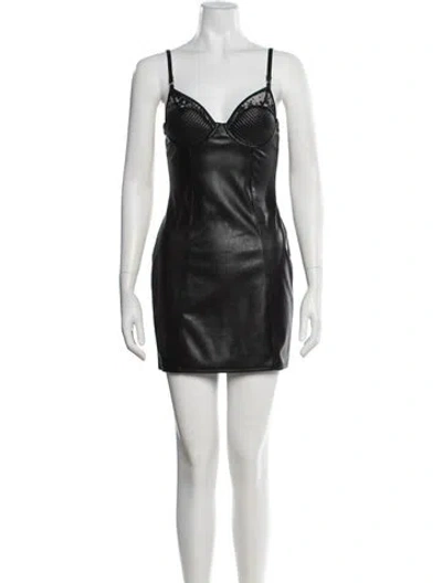 Pre-owned Fleur Du Mal Faux Leather Mini Dress W/ Tags In Black