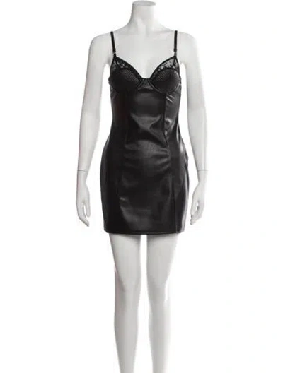 Pre-owned Fleur Du Mal Faux Leather Mini Dress W/ Tags In Black