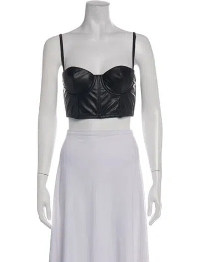 Pre-owned Fleur Du Mal Faux Leather V-neck Crop Top In Purple