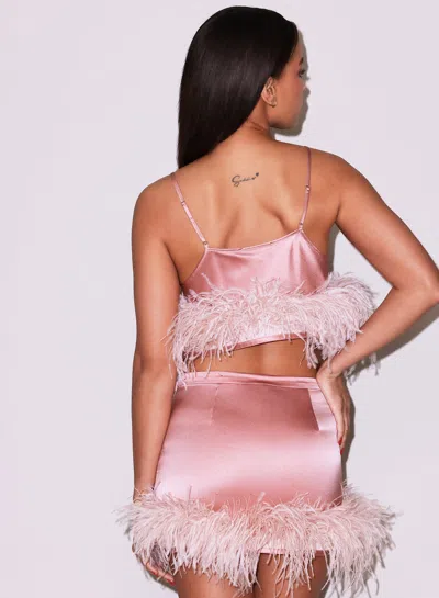 Fleur Du Mal Feather Mini Skirt In Pink