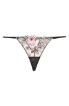 Fleur Du Mal Fidelia Embroidered G-string In Black