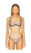 Fleur Du Mal Black Fidelia Embroidery Demi Bra In Black