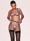 Fleur Du Mal Black Fidelia Embroidery Demi Bra In Black