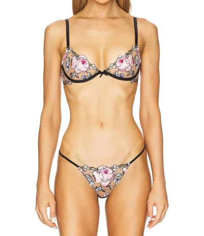Fleur Du Mal Fidelia Embroidery Demi Bra In Black In Multi