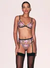 Fleur Du Mal Black Fidelia Embroidery Demi Bra In Black